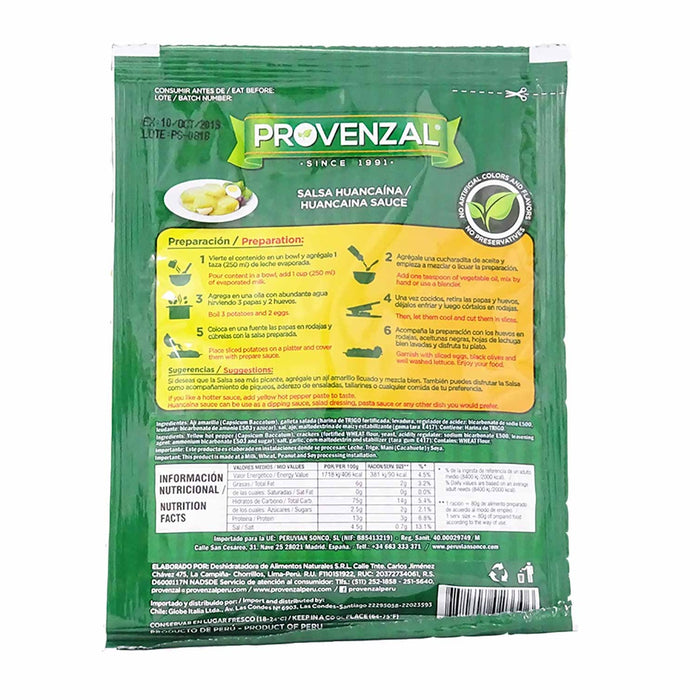 Salsa Huancaína deshidratado Provenzal
