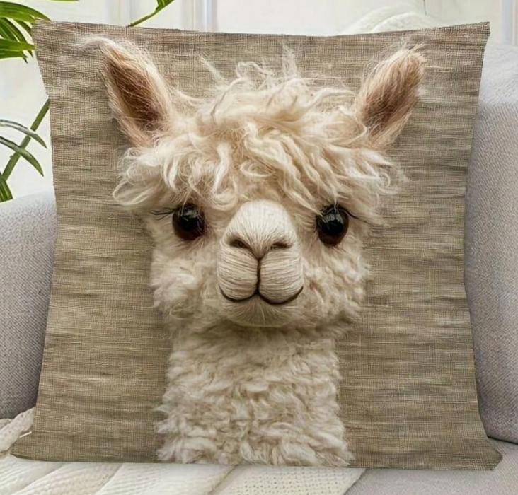 Funda para almohada – Diseño Alpaca (estilo vintage)