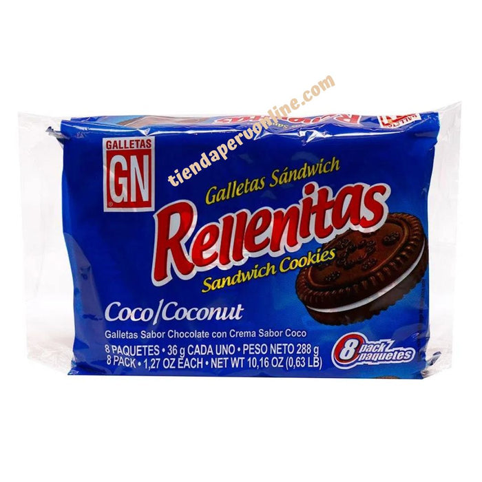 Galletas GN Rellenitas Coco - Pack 8 x 36 g